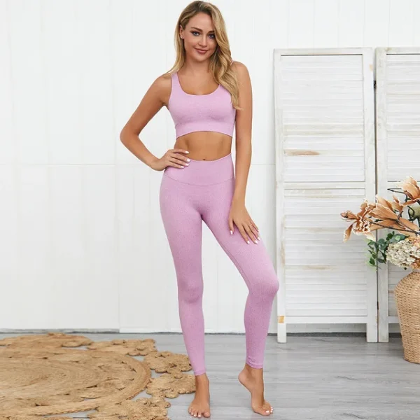 seamless yoga sets women gym clothes sports wear activewear gym two piece set fitness clothing sport leggings and top set - Image 7