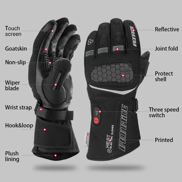 Motorcycle Gloves Outdoor Touch Screen Electric Heating Gloves Windproof And Waterproof Motorcycle Riding Heating Gloves - Image 6