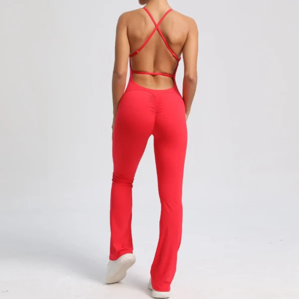 2024 Nylon Pad Bunny Sportwear Fitness Yoga Set Workout Flared Legging One Piece Jumpsuit Pants Exercise Active Wear Bodysuit - Image 11