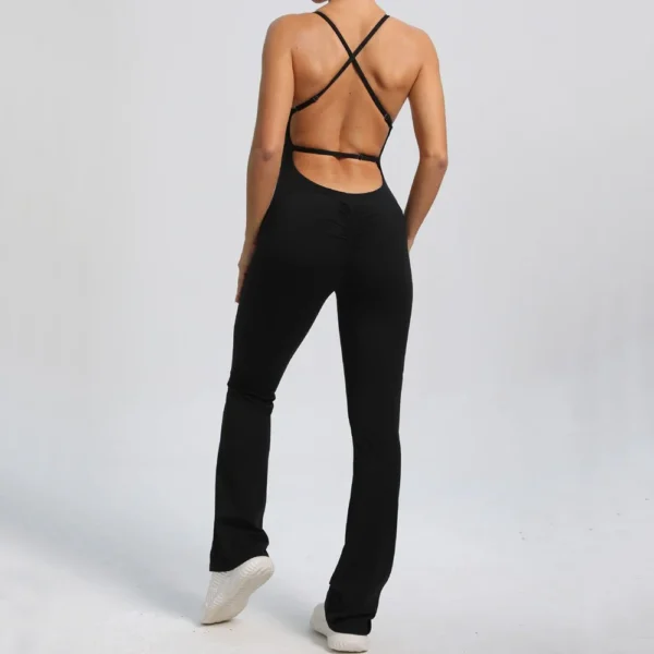 2024 Nylon Pad Bunny Sportwear Fitness Yoga Set Workout Flared Legging One Piece Jumpsuit Pants Exercise Active Wear Bodysuit - Image 14