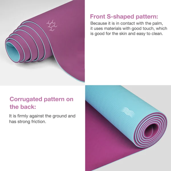 Non-slippery TPE yoga mat, thick two-color, high quality, for fitness, fitness, home, non-slip, 180x57cm - Image 3