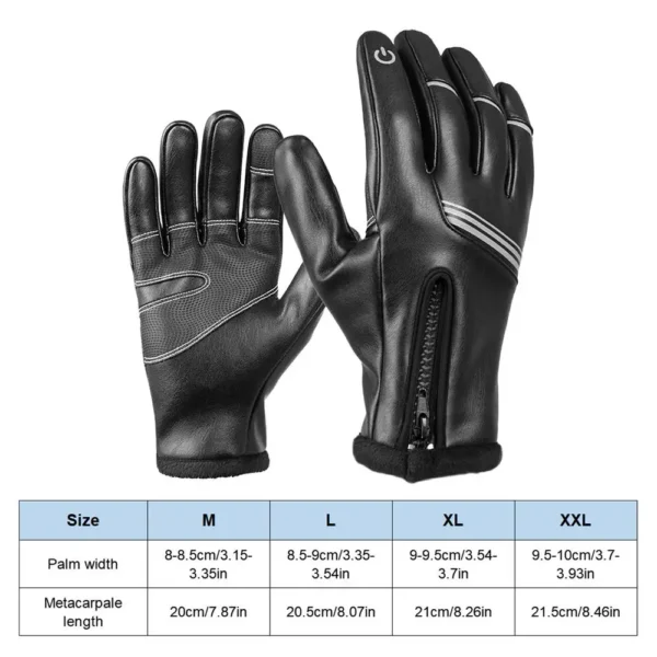 Motorbike Men Gloves For Winter PU Leather Waterproof Soft Cozy Motorbike Gloves Full Finger Touchscreen Anti slip Bike Gloves - Image 7