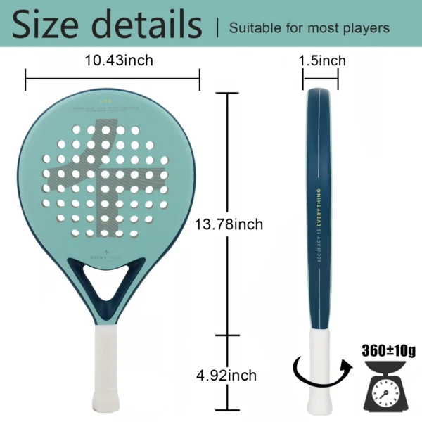 Paddle Racket Carbon Fiber with EVA Memory Paddle Tennis Racquet Paddle Shovel Sports Racquet Lightweight - Image 6