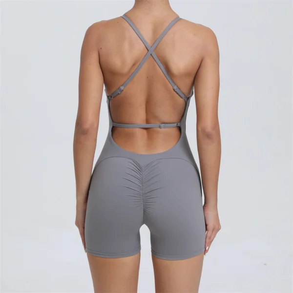 2024 Nylon Pad Bunny Sportwear Fitness Yoga Set Workout Flared Legging One Piece Jumpsuit Pants Exercise Active Wear Bodysuit - Image 7