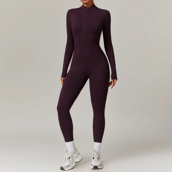 Women Yoga Jumpsuit Workout Zip Long Sleeve Workout Set Fitness Romper One-piece Gym Sports Activewear Bodysuit Yoga Sportswear