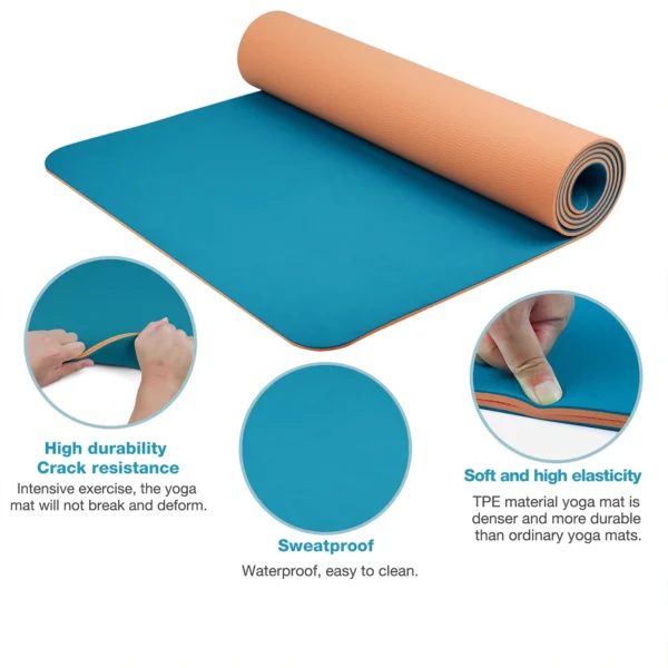 Thick two-color, non-slippery TPE yoga mat, high quality movement for fitness fitness in the home of the tasteless Pad180 * 57cm - Image 5