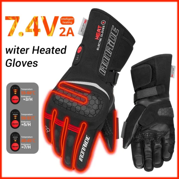 Motorcycle Gloves Outdoor Touch Screen Electric Heating Gloves Windproof And Waterproof Motorcycle Riding Heating Gloves - Image 9