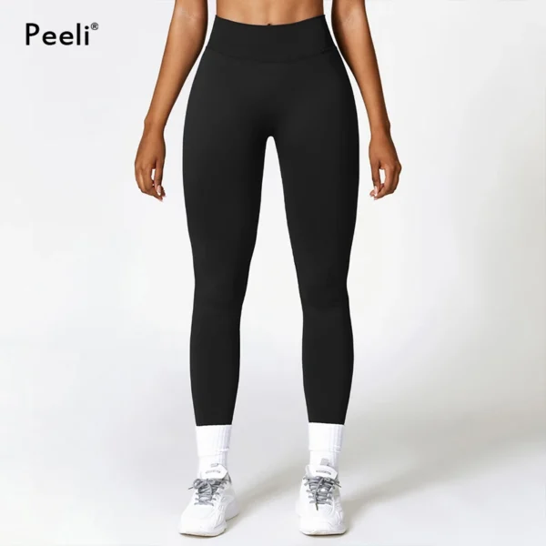 High Waist Yoga Pants Women Scrunch Gym Leggings Sport Fitness Ruched Butt Lifting Yoga Seamless Legging V Back Booty Tights - Image 2