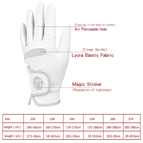 1 Pcs Men's Left Hand Golf Glove Right Hand Micro Soft Fiber Breathable Mens Golf Gloves White Color - Image 20