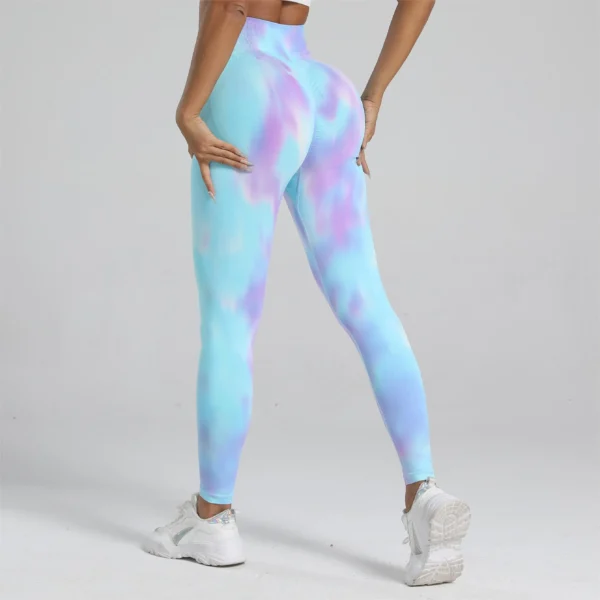 Women Tie Dye Gym Leggings Seamless Push Up Tights Training Pants Scrunch Sports High Waist Butt Lifting Workout Yoga Leggins - Image 9