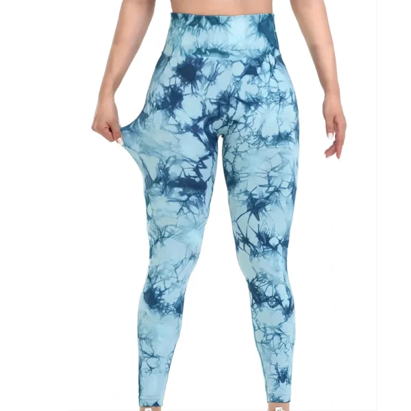 Women's Tie-Dye Seamless Peach Butt High Waist Butt Pants Stretch Fitness Yoga Pants - Image 3