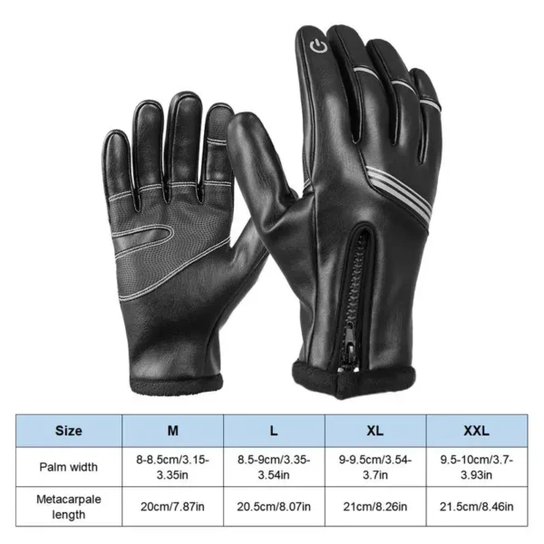 Motorbike Men Gloves For Winter PU Leather Waterproof Soft Cozy Motorbike Gloves Full Finger Touchscreen Anti slip Bike Gloves - Image 6