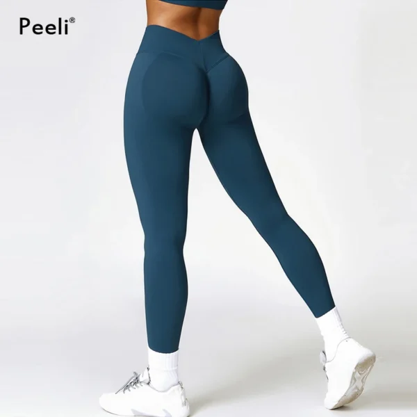 High Waist Yoga Pants Women Scrunch Gym Leggings Sport Fitness Ruched Butt Lifting Yoga Seamless Legging V Back Booty Tights - Image 5