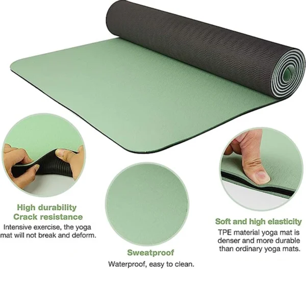 Thick two-color, non-slippery TPE yoga mat, high quality movement for fitness fitness in the home of the tasteless Pad180 * 57cm - Image 4