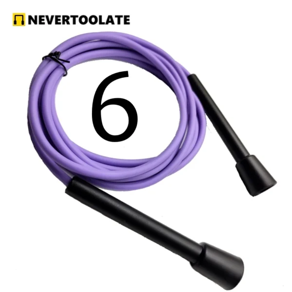 NEVERTOOLATE 6mm diameter PVC jump ROPE 130 GRAM finess crossfit ra handle yellow purple - Image 2