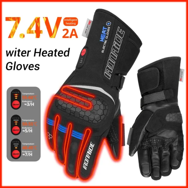 Motorcycle Gloves Outdoor Touch Screen Electric Heating Gloves Windproof And Waterproof Motorcycle Riding Heating Gloves - Image 7