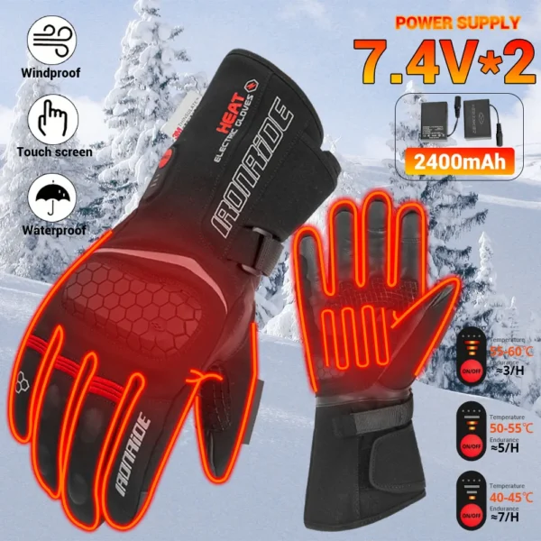 Motorcycle Gloves Outdoor Touch Screen Electric Heating Gloves Windproof And Waterproof Motorcycle Riding Heating Gloves