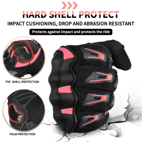 Summer Motorcycle Gloves Man Touchscreen Motocross Gloves Hard Shell Protective Motorbike Gloves Lady Pink Women Breathable Mesh - Image 3