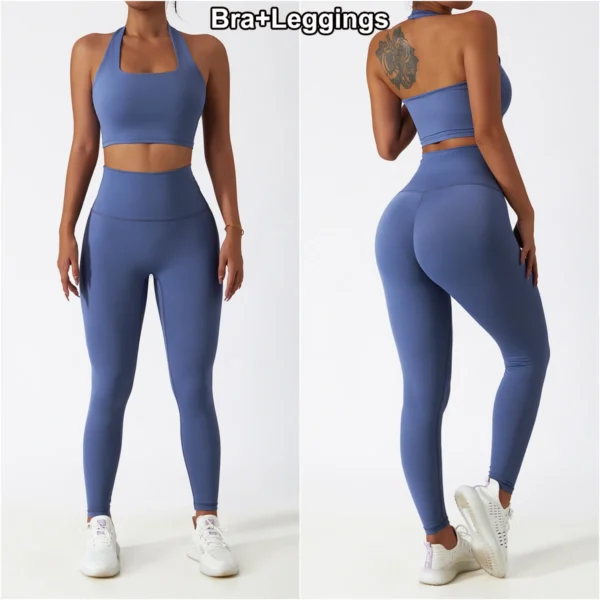 Women Gym Set Full Zip Long Sleeve Jacket Workout Yoga Running Leggings Sports Bra Stretch Women Fitness Outfit Women Activewear - Image 9