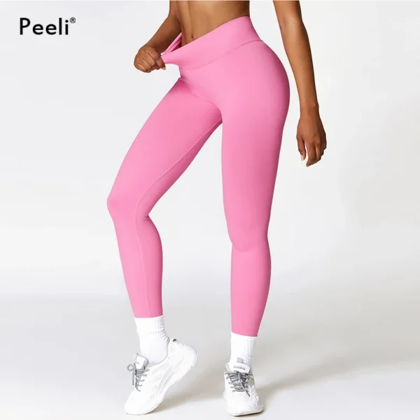 High Waist Yoga Pants Women Scrunch Gym Leggings Sport Fitness Ruched Butt Lifting Yoga Seamless Legging V Back Booty Tights - Image 6