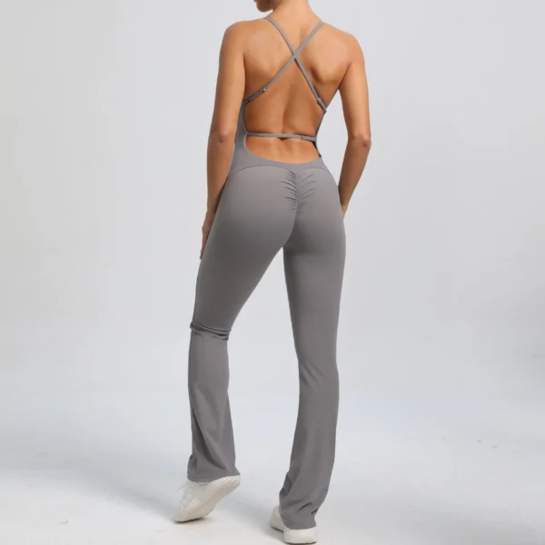 2024 Nylon Pad Bunny Sportwear Fitness Yoga Set Workout Flared Legging One Piece Jumpsuit Pants Exercise Active Wear Bodysuit - Image 16