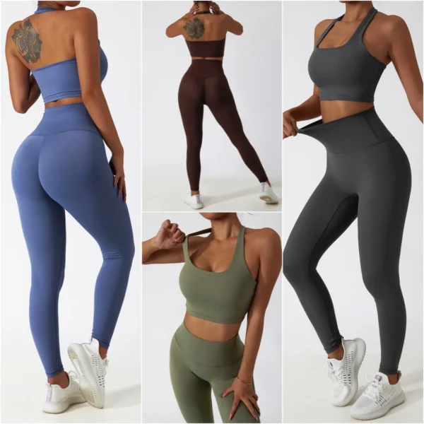 Women Gym Set Full Zip Long Sleeve Jacket Workout Yoga Running Leggings Sports Bra Stretch Women Fitness Outfit Women Activewear - Image 5