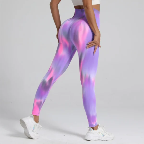 Women Tie Dye Gym Leggings Seamless Push Up Tights Training Pants Scrunch Sports High Waist Butt Lifting Workout Yoga Leggins - Image 11