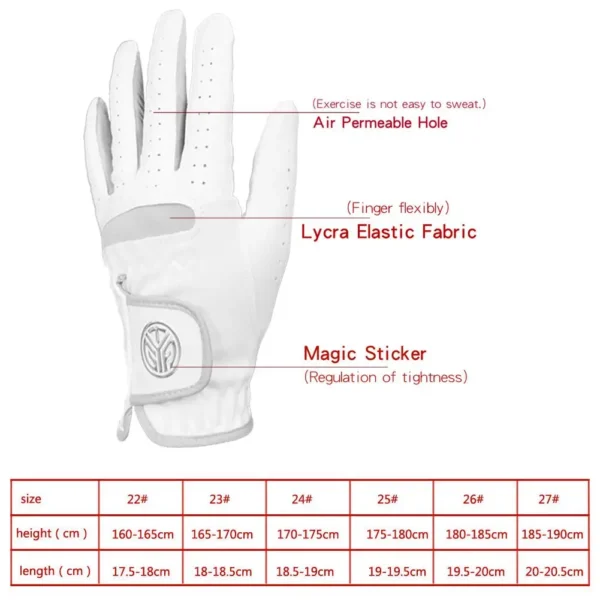 1 Pcs Men's Left Hand Golf Glove Right Hand Micro Soft Fiber Breathable Mens Golf Gloves White Color - Image 3