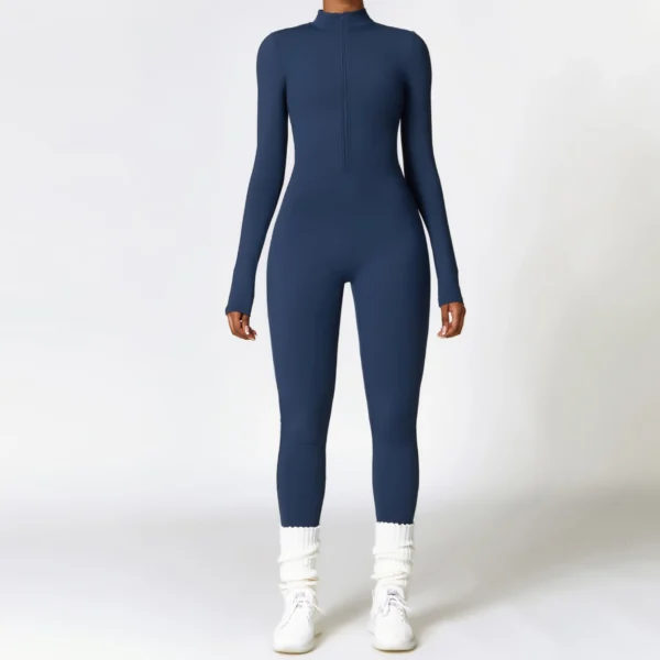 Women Yoga Jumpsuit Workout Zip Long Sleeve Workout Set Fitness Romper One-piece Gym Sports Activewear Bodysuit Yoga Sportswear - Image 2