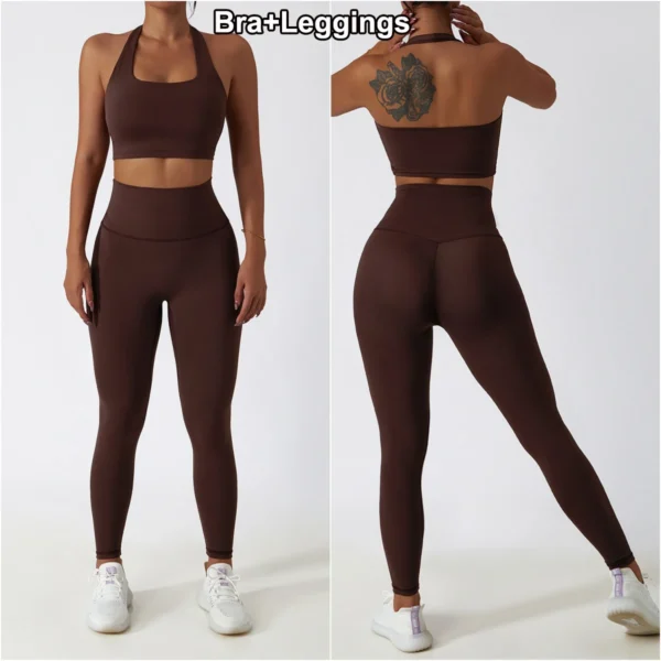 Women Gym Set Full Zip Long Sleeve Jacket Workout Yoga Running Leggings Sports Bra Stretch Women Fitness Outfit Women Activewear - Image 11