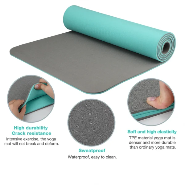 Thick two-color, non-slippery TPE yoga mat, high quality movement for fitness fitness in the home of the tasteless Pad180 * 57cm - Image 3