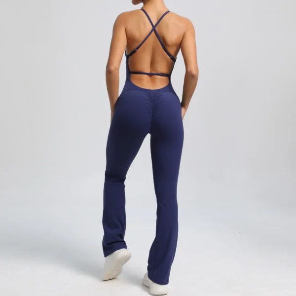 2024 Nylon Pad Bunny Sportwear Fitness Yoga Set Workout Flared Legging One Piece Jumpsuit Pants Exercise Active Wear Bodysuit - Image 13