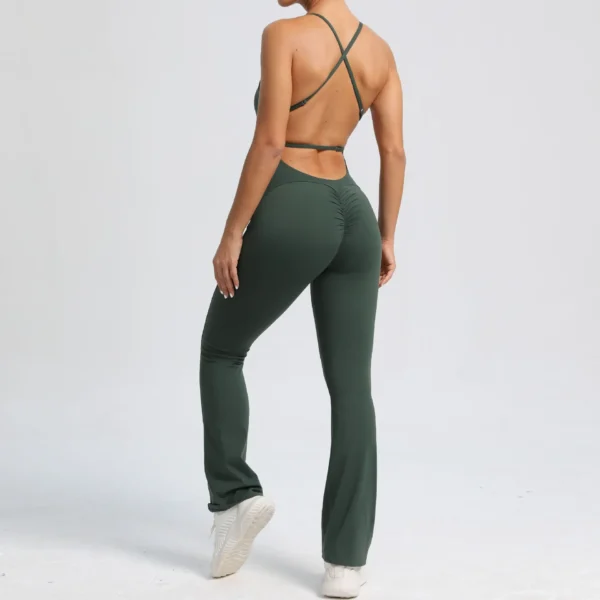 2024 Nylon Pad Bunny Sportwear Fitness Yoga Set Workout Flared Legging One Piece Jumpsuit Pants Exercise Active Wear Bodysuit - Image 12