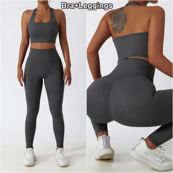 Women Gym Set Full Zip Long Sleeve Jacket Workout Yoga Running Leggings Sports Bra Stretch Women Fitness Outfit Women Activewear - Image 7