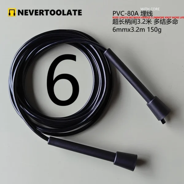 NEVERTOOLATE 6mm diameter PVC jump ROPE 130 GRAM finess crossfit ra handle yellow purple - Image 4