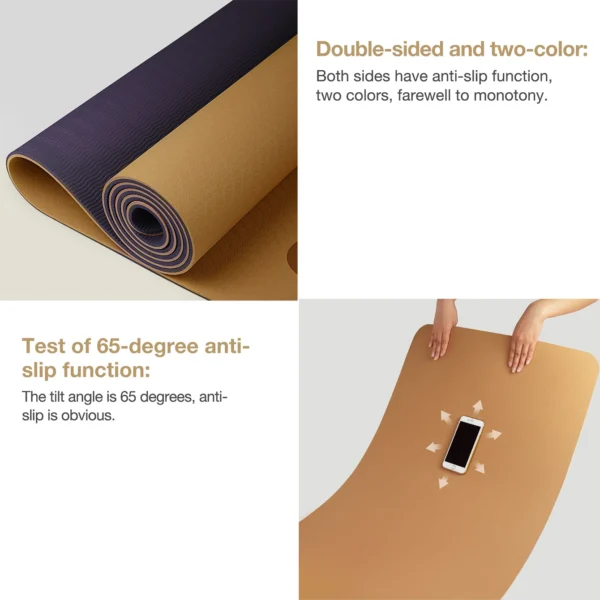 Thick two-color, non-slippery TPE yoga mat, high quality movement for fitness fitness in the home of the tasteless Pad180 * 57cm - Image 4