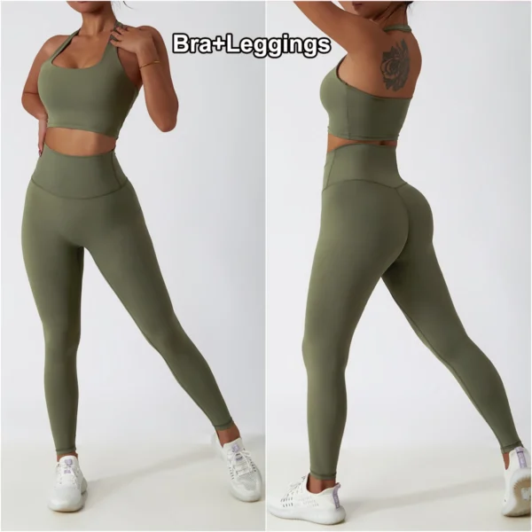 Women Gym Set Full Zip Long Sleeve Jacket Workout Yoga Running Leggings Sports Bra Stretch Women Fitness Outfit Women Activewear - Image 8