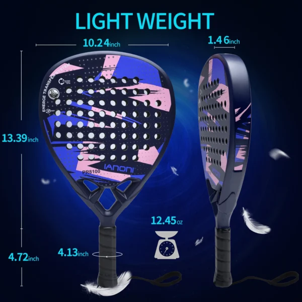 IANONI Padel Racket Carbon Fiber Surface with EVA Memory Flex Foam Core Padel Tennis Racquets Lightweight - Image 11