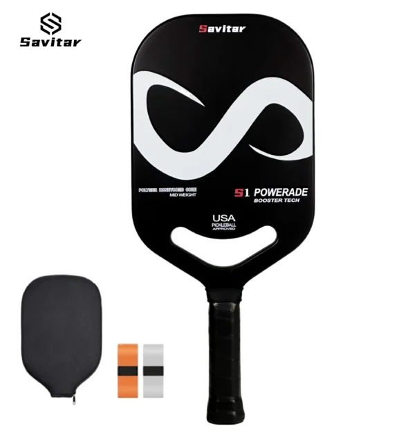 SAVITAR T700 Carbon Fiber Pickleball Paddle Thermoformed Uni-body Construction Aero Throat Edgeless Shape Polymer Honeycomb Core