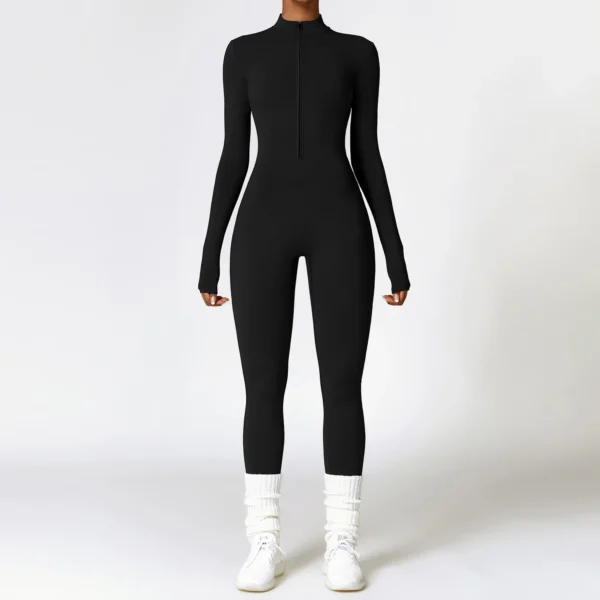 Women Yoga Jumpsuit Workout Zip Long Sleeve Workout Set Fitness Romper One-piece Gym Sports Activewear Bodysuit Yoga Sportswear - Image 4