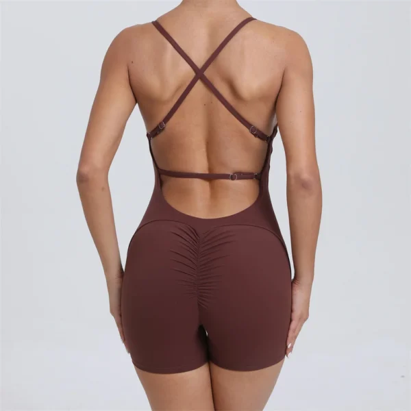 2024 Nylon Pad Bunny Sportwear Fitness Yoga Set Workout Flared Legging One Piece Jumpsuit Pants Exercise Active Wear Bodysuit - Image 9