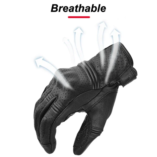 New Silver Vintage Leather Motorcycle Gloves Touschscreen Motocross Gloves Shockproof Pads Protective Motorbike Glove Breathable - Image 5