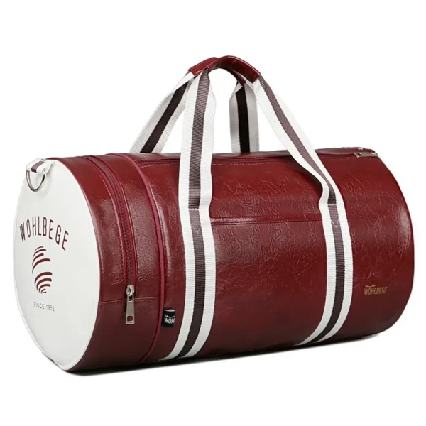 Men's High-End PU Leather round Barrel Independent Shoe Warehouse Gym Bag Casual Trend Sports Bag High Sense Outdoor Travel Bag - Image 6