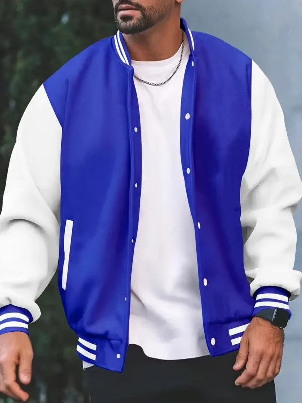 Classic Varsity Jacket, Men's Casual Baseball Jacket Coat Regular Fit College Hipster Windbreaker For Spring Autumn