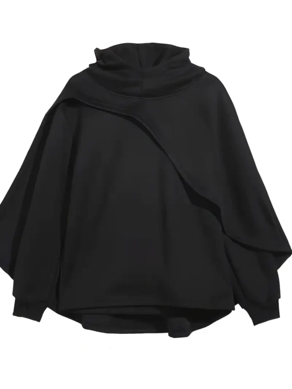 Men'S Solid Color Hooded Long Sleeve Sweatshirt Featuring a Faux Two-Piece Design And a Fish Mouth Hood, Stylish And Trendy Casual Hoodie, Unique Hooded Sweatshirt Suitable for Spring, Autumn, And Winter.