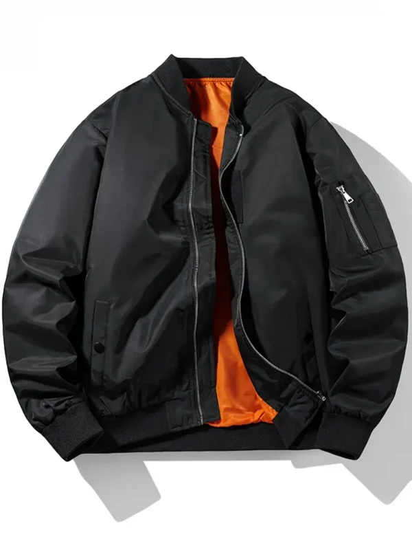 Retro Style Baseball Collar Long Sleeve Zip Up Baseball Jacket With Pockets, Chic And Trendy Sports Jacket For Men's Spring And Autumn Sports Wear And Outdoors Activities