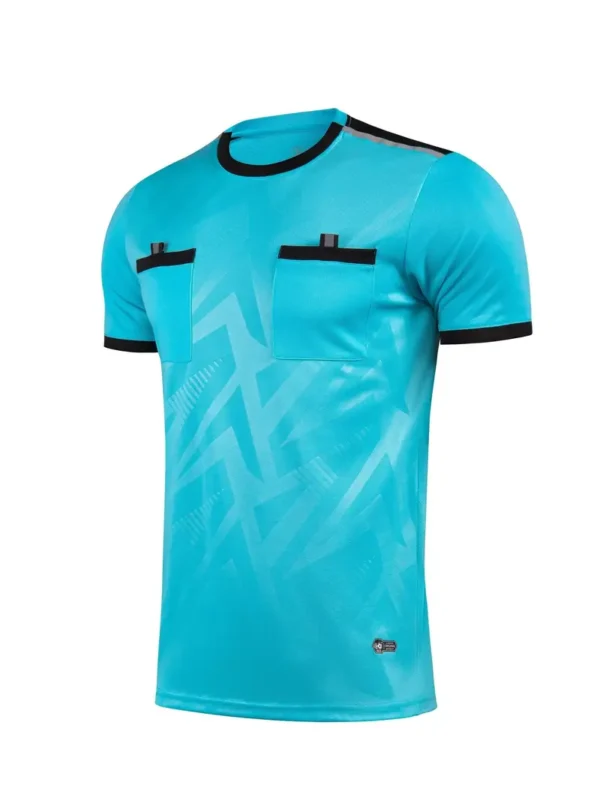 Men's Sports Referee Jersey, Breathable Polyester Athletic Shirt with Pocket, Geometric Pattern Short Sleeve, Crew Neck Top for Soccer, Tennis, Golf, Volleyball, Cycling, Casual Workout - Four Seasons Universal Fit - Image 3