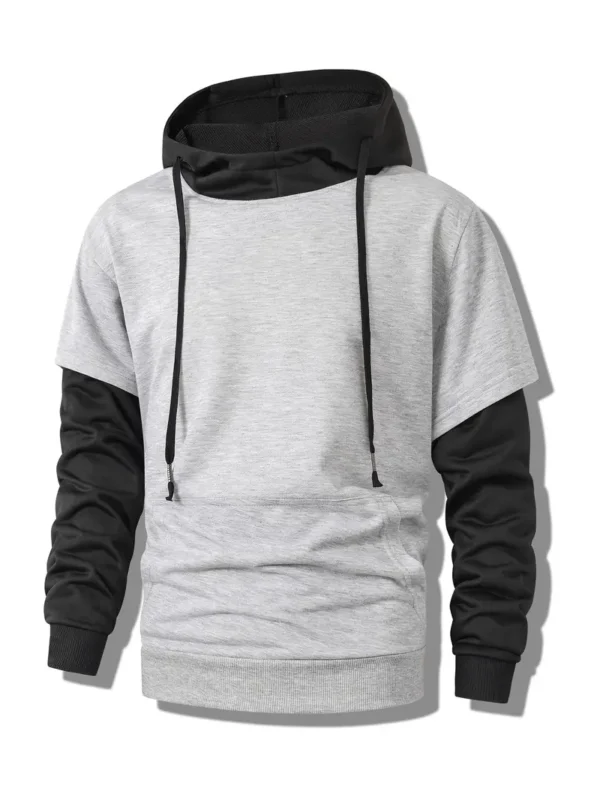 Men'S Stylish Two-Piece Hoodie and Sweatshirt - Regular Fit, Polyester, Knit Fabric, Solid Color with Pockets, Ideal for Spring/Fall