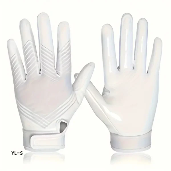 A Pair of Football Receiving Gloves, Adult Style, White, Black, Blue Red All Finger Gloves, Suitable for Various Outdoor Scenes