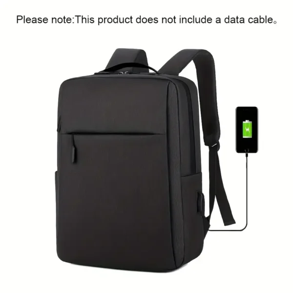 1pc Grey Business Laptop Backpack, Lightweight Fabric Travel Bag with Adjustable Strap, Zipper Closure, Polyester Lining, Sewing Thread Detail, Lace-Up Design for School, Outdoor, Valentines Gift - Image 3